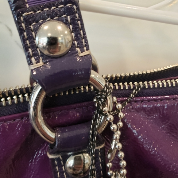 Coach Poppy Purple Plaid Tartan Glam Tote - Picture 10 of 16
